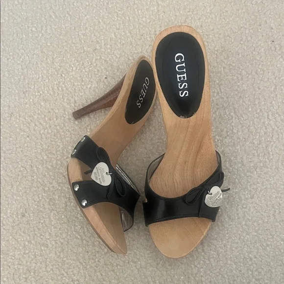 Guess Black and Brown Heeled Sandals - Picture 1 of 3